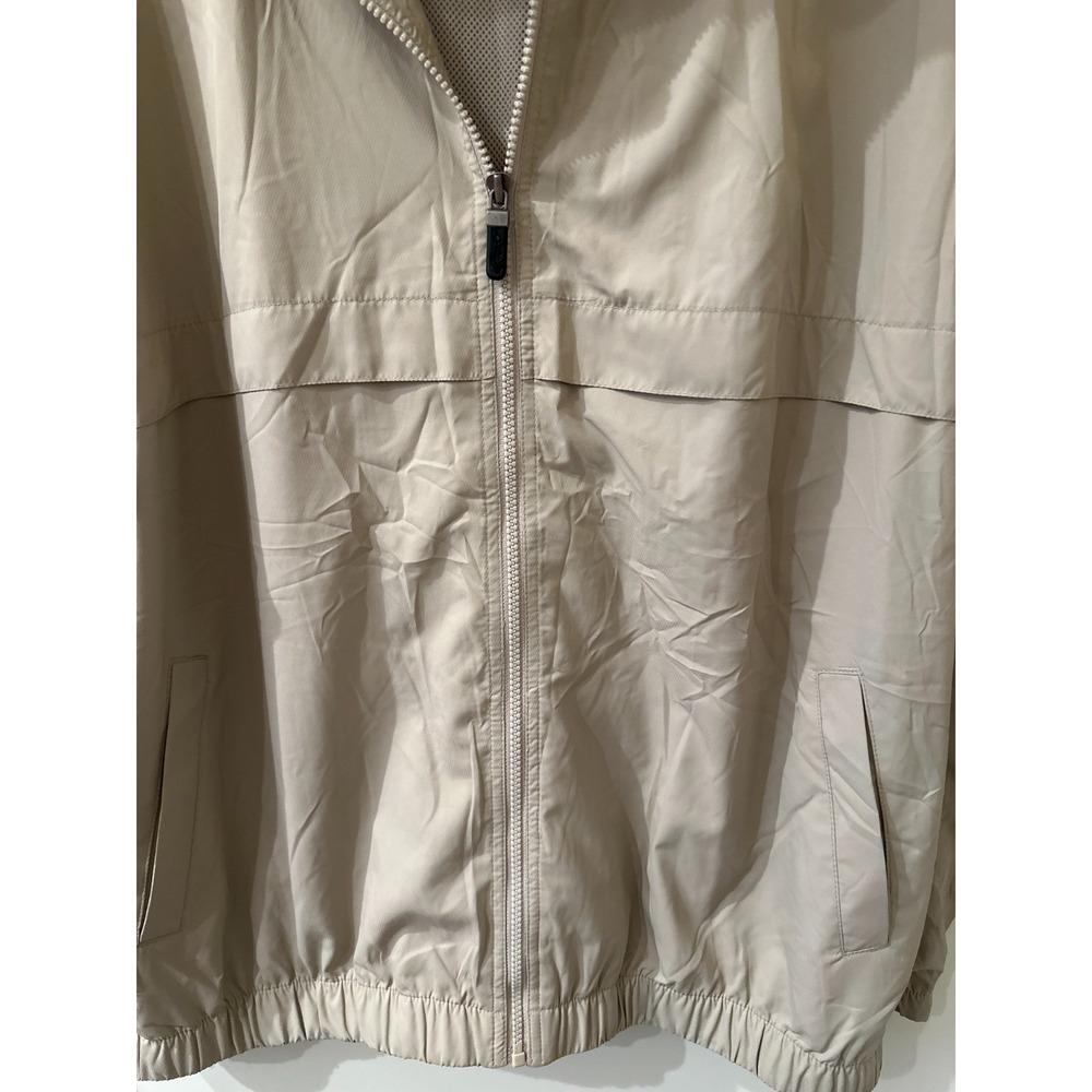 Golf Windbreaker Jacket Men's XL Tan Ventilated Hooded Mesh Lined Greg Norman - Picture 5 of 12